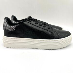 Joy Mangano Womens Size 10 Black Leather‎ Sneakers Shoes